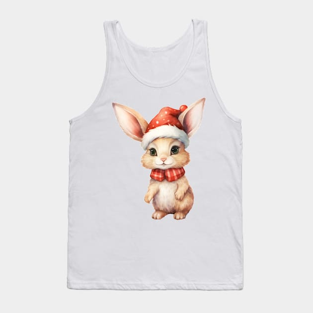 American Hare in Santa Hat Tank Top by Chromatic Fusion Studio